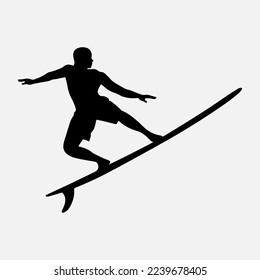 Surfers Silhouette Vector white background illustration graphics  