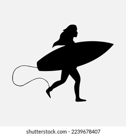 Surfers Silhouette Vector gráficos de fondo blanco  