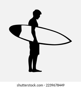 Surfers Silhouette Vector white background illustration graphics  