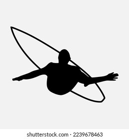 Surfers Silhouette Vector white background illustration graphics  