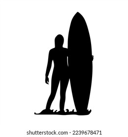 Surfers Silhouette Vector white background illustration graphics  