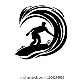 Surfers vector illustration on black background