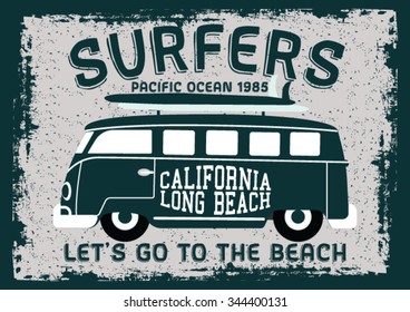 Surfers vector print and varsity. For t-shirt or other uses in vector.