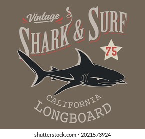 surfer,shark and surf car vector drawing for Tshirt printing