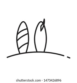 Surfiboard line icon logo design