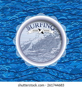 Surfing, abstract background, vector