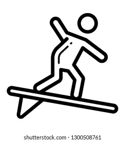 Surfing activity line icon design