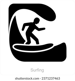 Surfing and adventure icon concept