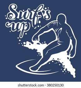 Surfing artwork. Surf's up. T-shirt apparel print graphics. Original graphics Tee