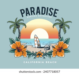 ilustración de surf para diseño de camisetas