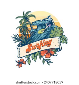 Surfkunst für T-Shirt-Design