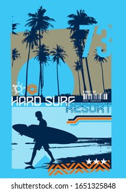 Surfing Artwork T-Shirt Design Ilustration graphic geometric shapes