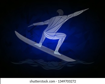surfing athlete, geometric