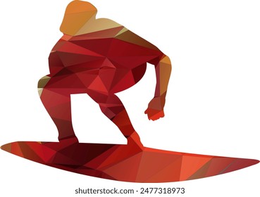 Surfing Athlete Polygon Lowpoly Sports Illustration Vector