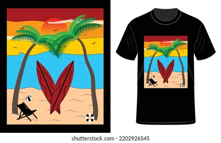 Surfing Bach vector T-Shirt Design