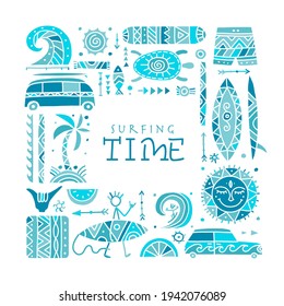 Surfing background. Tribal elements for your design