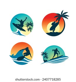 surfing badge and mascot design