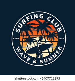 surfing badge and mascot design