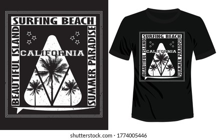 surfing beach adventure t-shirt vector vintage illustration, t-shirt vector design of palm tree.