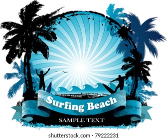 Surfing beach background