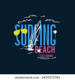 Surfing Beach California summer surf t shirt design