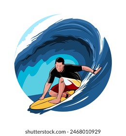 surfing beach illustration design vector