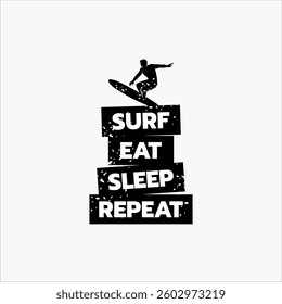 Surfing in beach logo illustration