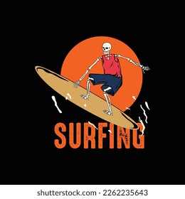 surfing beach  skull illustration vector