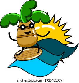surfing the beach in the summer in the afternoon