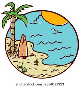 surfing beach summer illustration vector