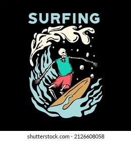 Surfing Beach Summer Vector Illustration