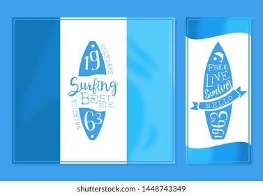 Surfing Best Ride Banner Template, Travel and Summer Vacation Design Element Vector Illustration
