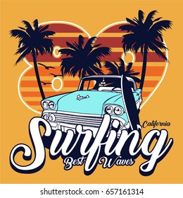 Surfing Best Waves vector T-shirt design