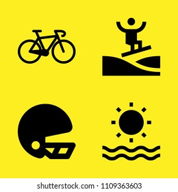surfing, bicycle, sun and helmet vector icon set. Sample icons set for web and graphic design