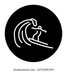 Surfing black line icon. Water activity. Pictogram for web page.