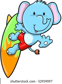Ilustración del vector de elefantes azules de surf
