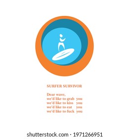 Surfing in the blue sea. Best for clothing and t-shirt design, logo, illustration, sport, identity. 