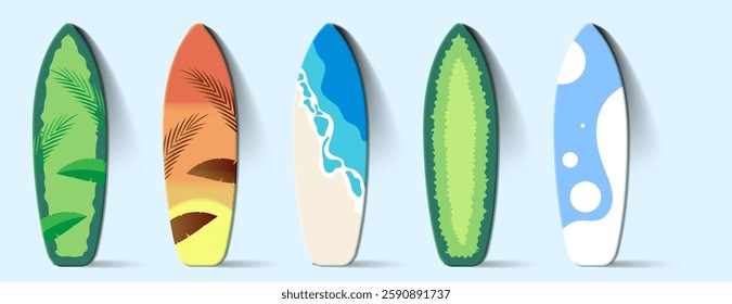 surfing board 3d element vector design for summer celebration