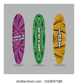 surfing board design with pop art pattern