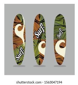 surfing board design with pop art pattern