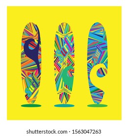 surfing board design with pop art pattern