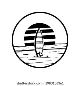 surfing board hand drawn style