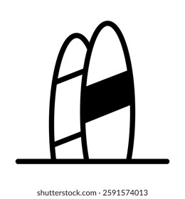 Surfing board icon with editable stroke