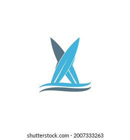Surfing board icon logo design vector template illustration