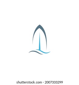 Surfing board icon logo design vector template illustration