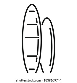Surfing board icon. Outline surfing board vector icon for web design isolated on white background
