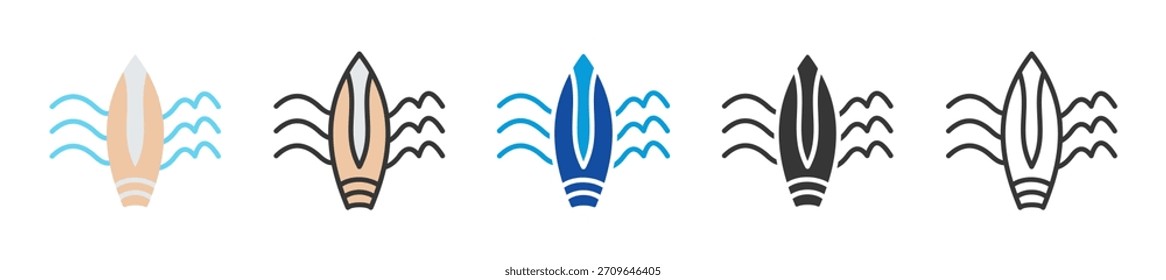 surfing board icon set multi style various collection