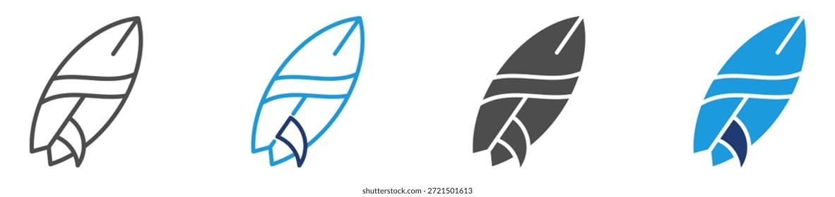 Conjunto de iconos de tabla de surf con estilo múltiple