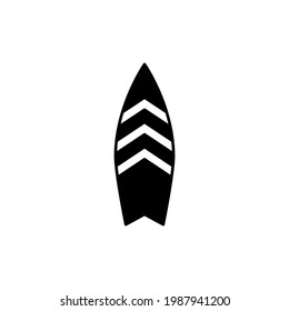 Surfing board icon in solid black flat shape glyph icon, isolated on white background 