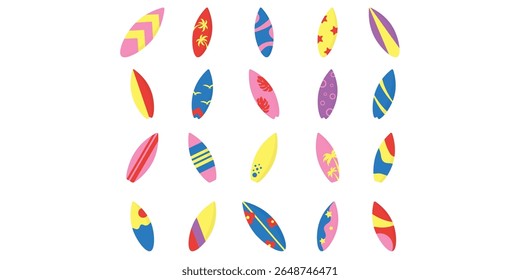 Surfing Board Illustration Set Collection